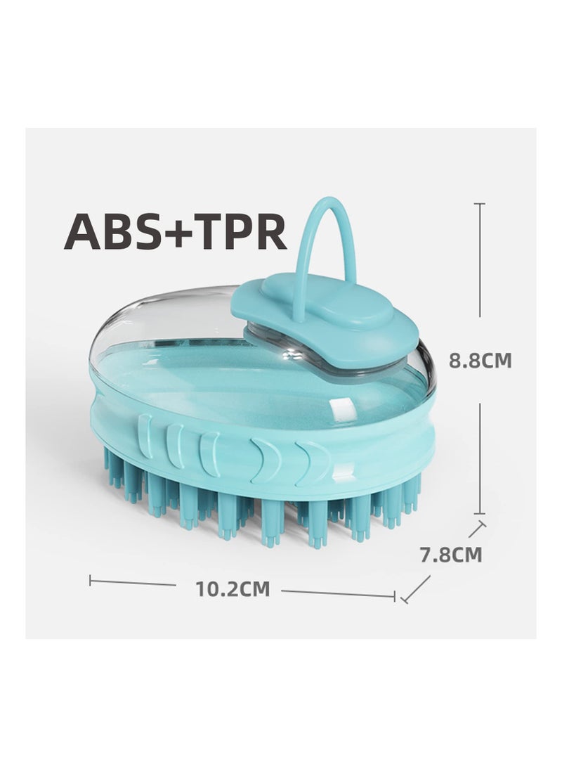 SYOSI Dog Cat Pet Bath Brush Comb,  Silicone Rubber Dog Grooming Brush, Silicone Puppy Massage Brush Hair Fur Grooming Cleaning Brush Soft Shampoo Dispenser Dog shower brush (Blue) - Image 2