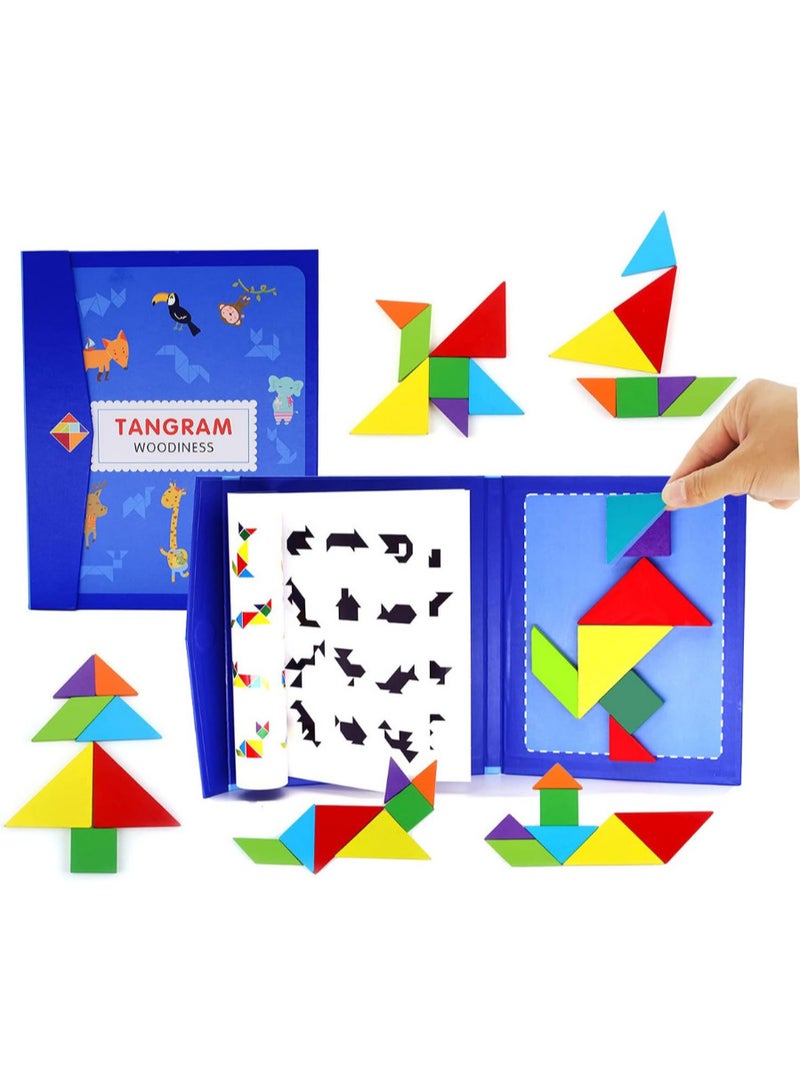 Magnetic Tangram Puzzle Game for Kids – Colorful Shape Matching Toy with Challenge Booklet – Develops Logical Thinking, Imagination, Focus and Fine Motor Skills – Educational Brain Teaser for Children Ages 3+ - Image 1