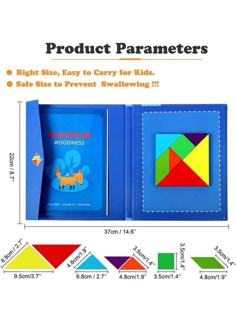Magnetic Tangram Puzzle Game for Kids – Colorful Shape Matching Toy with Challenge Booklet – Develops Logical Thinking, Imagination, Focus and Fine Motor Skills – Educational Brain Teaser for Children Ages 3+ - Image 3