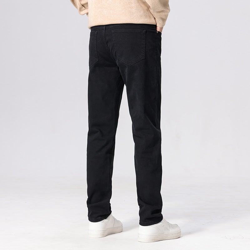 New Style Clean White Pants Jeans Men'S High Cotton Simple Quality Casual Trendy Brand Three-Proof Pants For Boys