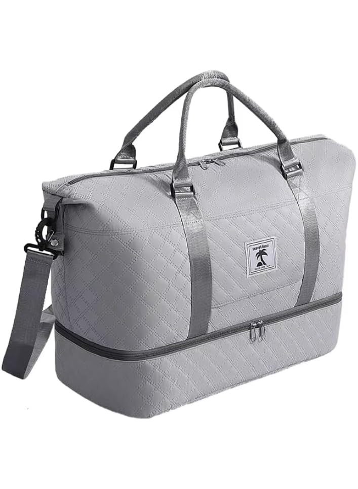 BLOOMING TIME Luggage Travel Bags Daily Gym Bag Outdoor Travel Duffle Bag With Individual Shoe Storage Area Grey - Image 1
