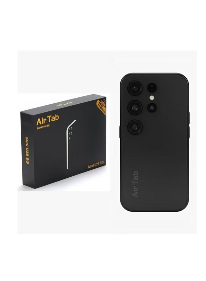 إيرتاب هاتف ميني U25 5G سوبر ميني أندرويد بمعالج ثماني النواة، هاتف ذكي صغير جدًا بحجم الجيب للطلاب والأطفال والرجال والنساء - أسود - Image 1
