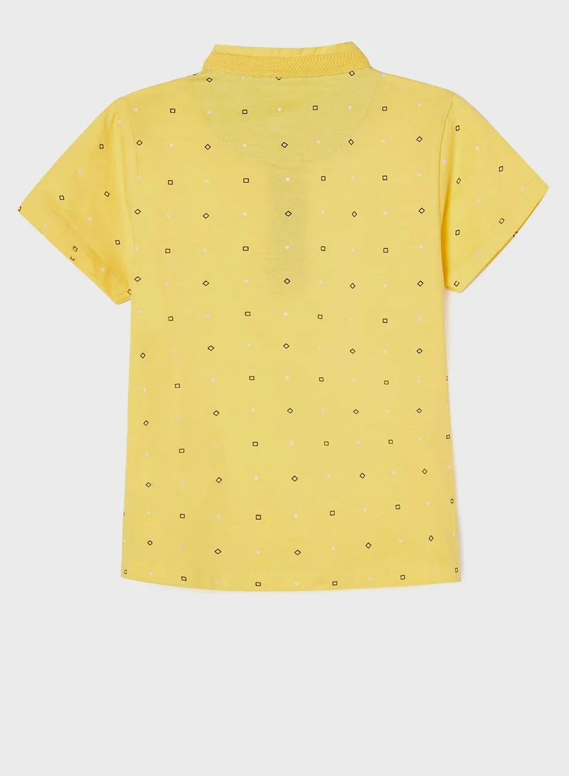 Zippy Kids Grandad Collar Printed T-Shirt