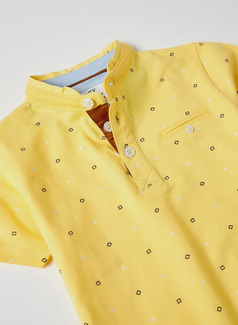 Zippy Kids Grandad Collar Printed T-Shirt