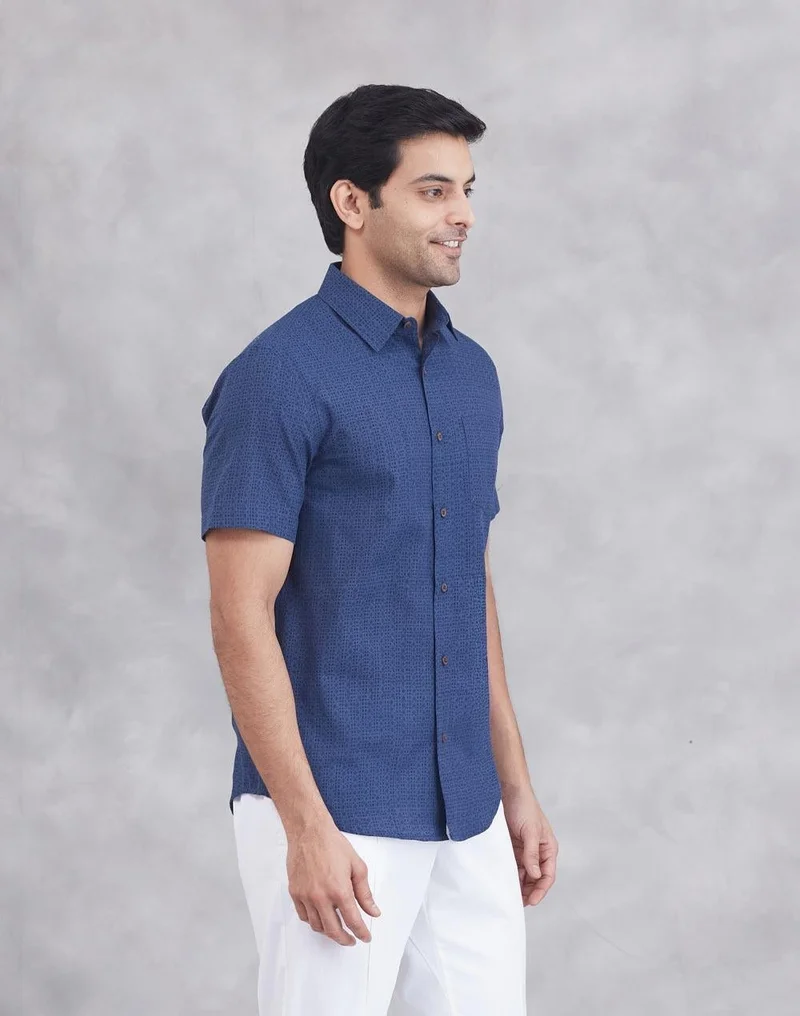 Fabindia  Blue Cotton Shirt for Men | Best Price UAE