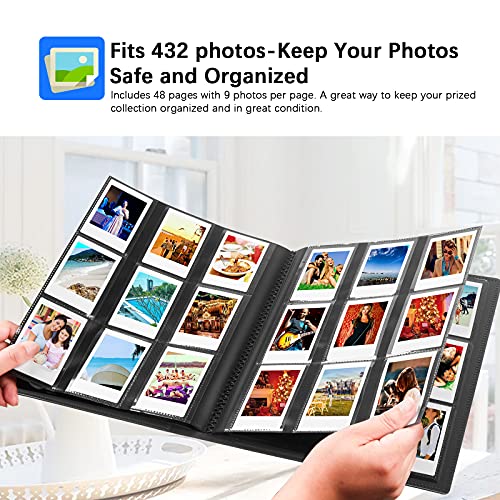 Veicevol 432 Pockets Photo Album for Fujifilm Instax Mini Camera, Polaroid Camera, for Fujifilm Instax Mini 12 11 9 40 99 90 8 7 Evo LiPlay Instant Camera, Polaroid Snap PIC-300 Z2300 Instant Camera (Black) - Image 3