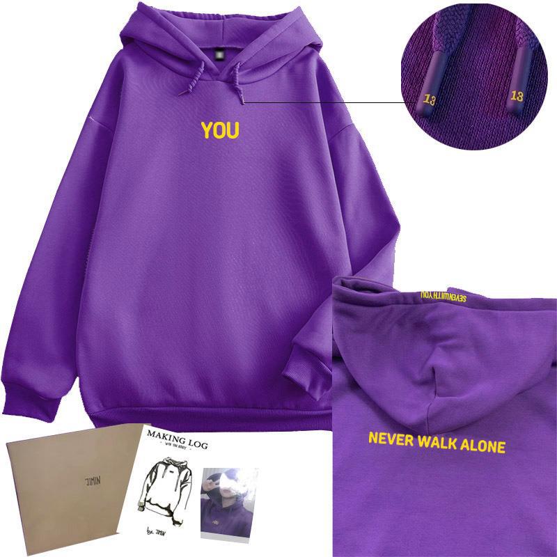 2024 New Hooded Jimin Hoody Supportive Couple Top fleece-lined dark purple card (thick)
