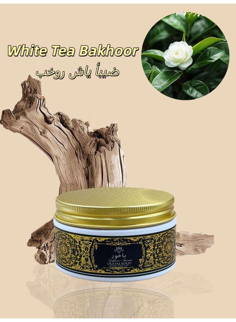 OUDALSOUD 80g Oud Bakhoir- Luxury White Tea Bakhoor Incense, Gift Box, Long-Lasting Fragrance, Perfect For Prayer, Worship, Ceremony - Image 3