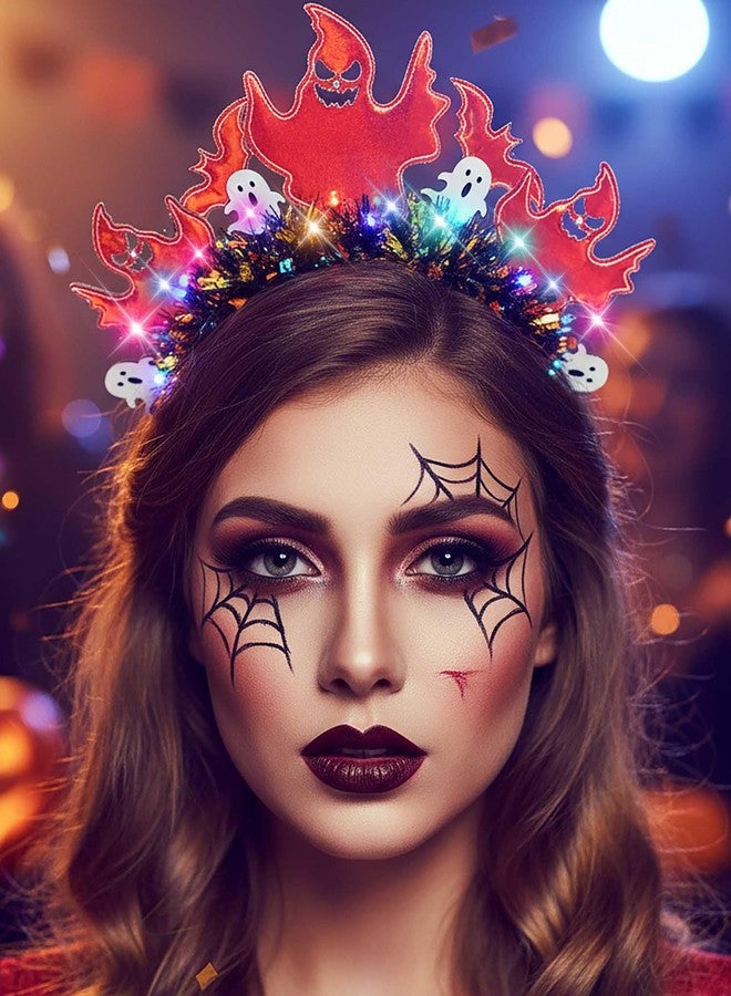 ووي عصابات رأس مضيئة للهالوين من Woeoe، عصابات شعر على شكل أشباح، إكسسوارات شعر للمهرجانات والأزياء التنكرية للنساء - Image 3