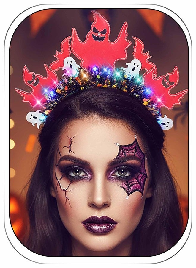 ووي عصابات رأس مضيئة للهالوين من Woeoe، عصابات شعر على شكل أشباح، إكسسوارات شعر للمهرجانات والأزياء التنكرية للنساء - Image 1