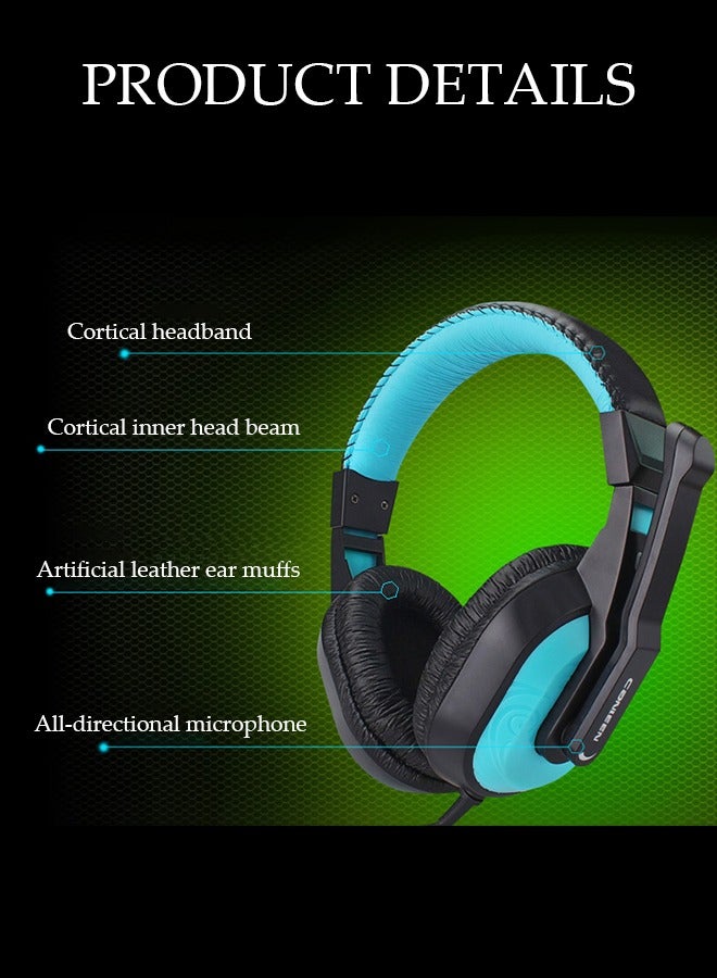 DUNISO Wired Gaming Headphones, Headset With Microphone, Subwoofer Headphones,For PS4, PS5, XOne, XSeries, Nintendo Switch And PC,Double Hole 3.5mm Interface，Blue  - Image 5