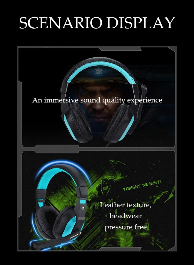 DUNISO Wired Gaming Headphones, Headset With Microphone, Subwoofer Headphones,For PS4, PS5, XOne, XSeries, Nintendo Switch And PC,Double Hole 3.5mm Interface，Blue  - Image 4