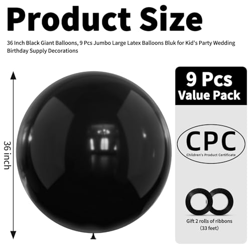 LEEZZIZZ 36 Inch Giant Balloons 9 Pcs Jumbo Large Latex Balloons Bluk for Kids Party Wedding Birthday Supply Decorations - Image 5