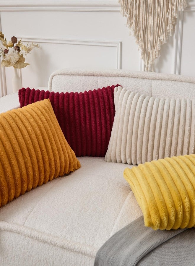 UGS UGASA غطاء وسادة قطنية UGASA للظهر 12x20 بوصة مجموعة من 1 غطاء وسادة زخرفي فائق النعومة من الفرو الصناعي نسيج فلانيل رقيق لوسادة مستطيلة لكرسي الأريكة، بيج - Image 5
