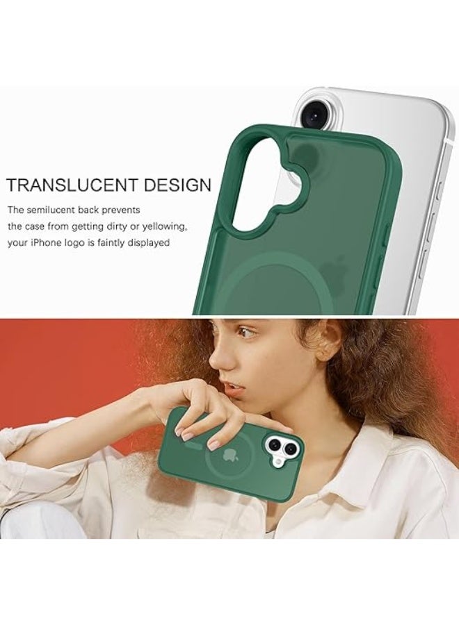 Magnetic for iPhone 16 Plus Case, [Compatible with Magsafe] [Translucent Matte] Slim Shockproof Women Men Girls Protective Phone Case for iPhone 16 Plus 6.7 inch (Green) - Image 4