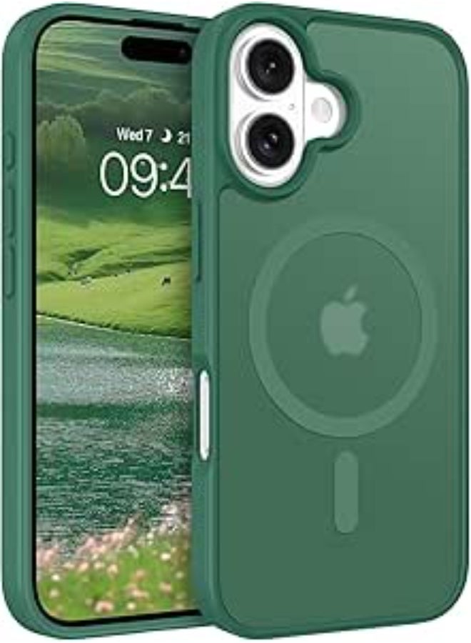 Magnetic for iPhone 16 Plus Case, [Compatible with Magsafe] [Translucent Matte] Slim Shockproof Women Men Girls Protective Phone Case for iPhone 16 Plus 6.7 inch (Green) - Image 1