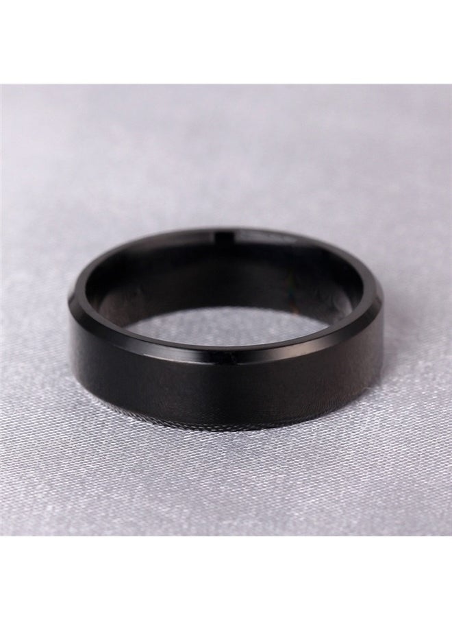 yongsheng Minimalist Titanium Steel Ring，6mm Classical Simple Plain Brushed White Black Wedding Band Ring  - Image 4