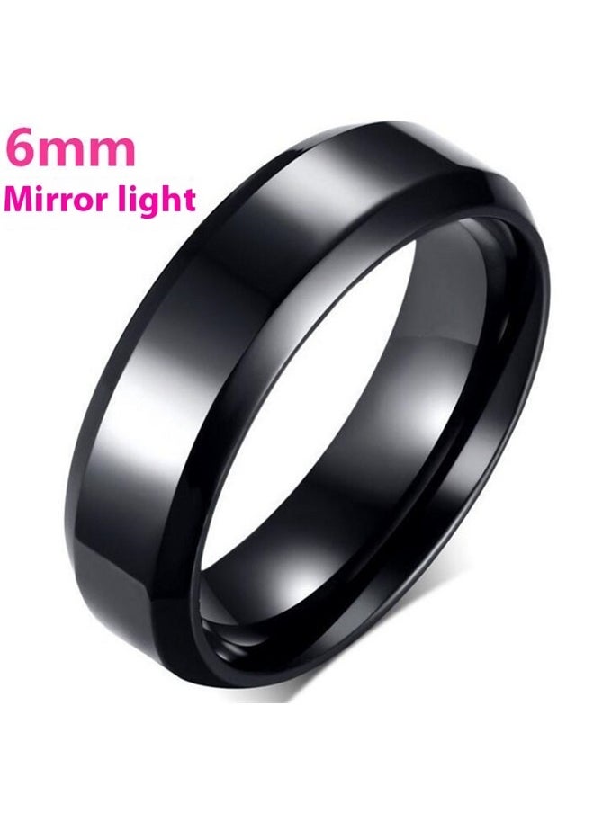 yongsheng Minimalist Titanium Steel Ring，6mm Classical Simple Plain Brushed White Black Wedding Band Ring  - Image 2