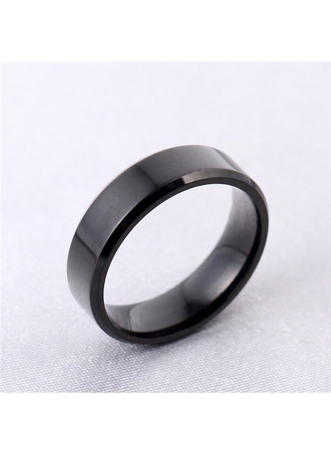 yongsheng Minimalist Titanium Steel Ring，6mm Classical Simple Plain Brushed White Black Wedding Band Ring  - Image 5