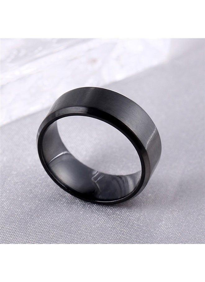 yongsheng Minimalist Titanium Steel Ring，6mm Classical Simple Plain Brushed White Black Wedding Band Ring  - Image 3