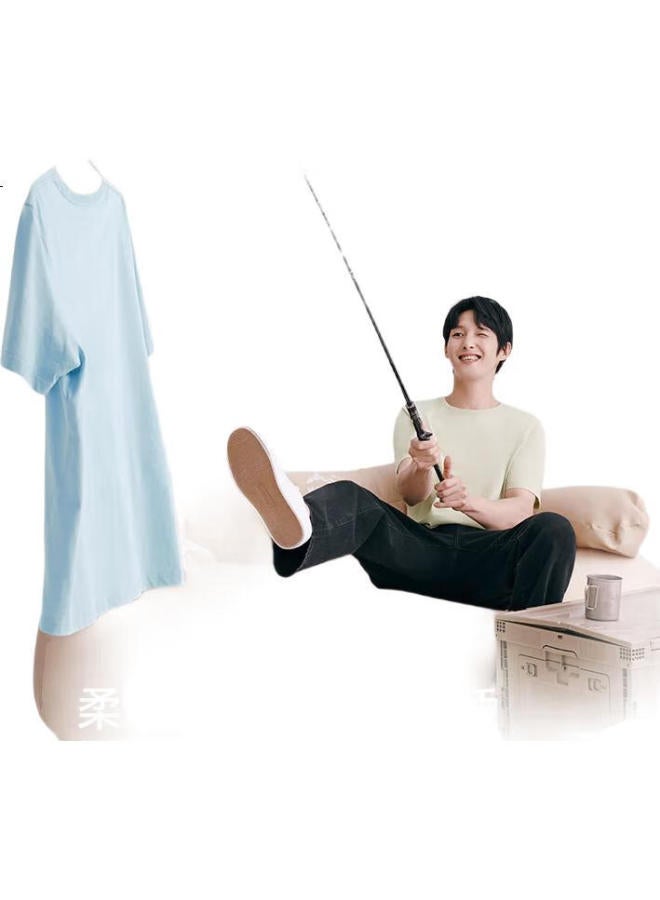 THREEGUN سانكيانغ [قطن نقي قابل للتنفس] تي شيرت رجالي، ياقة دائرية بأكمام قصيرة، قميص داخلي غير رسمي متعدد الاستخدامات للرجال - Image 2