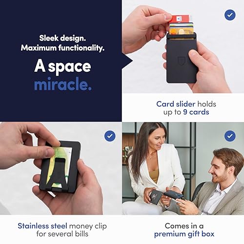 TRAVANDO SLYDE Aluminum Card Holder - RFID Blocking Slim Wallet for Men with Money Clip – Holds Up to 9 Cards – RFID Protected Credit Card Mens Wallet - Image 4