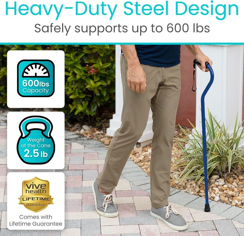 Vive Bariatric Walking Cane  Heavy Duty Adjustable Cane 2938 Supports Up to 600lb  Ergonomic Offset Hand Grip  Walking Stick for Men Women Senior Adult  34 Inch Rubber Weighs 25 lbs - Image 2