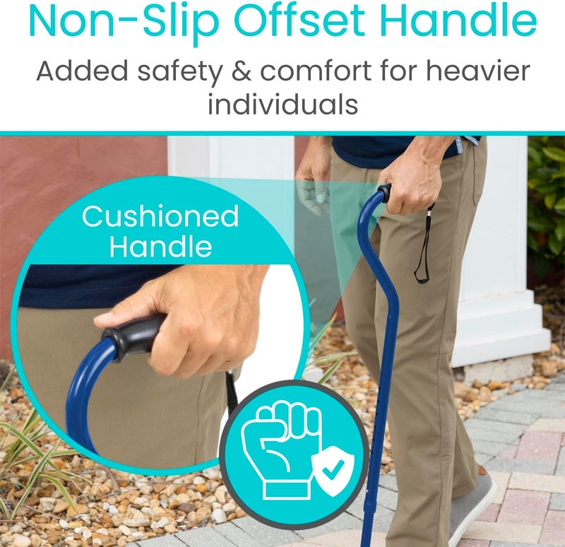 Vive Bariatric Walking Cane  Heavy Duty Adjustable Cane 2938 Supports Up to 600lb  Ergonomic Offset Hand Grip  Walking Stick for Men Women Senior Adult  34 Inch Rubber Weighs 25 lbs - Image 4