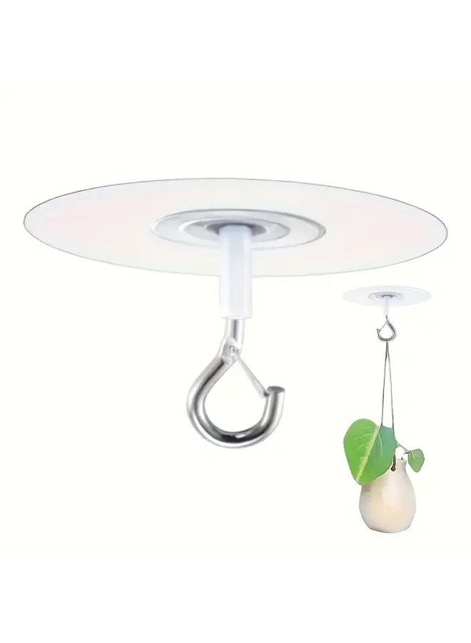 4Pcs Self Adhesive Ceiling Hooks No Drill Swivel Carabiner For Home Decor - Image 2