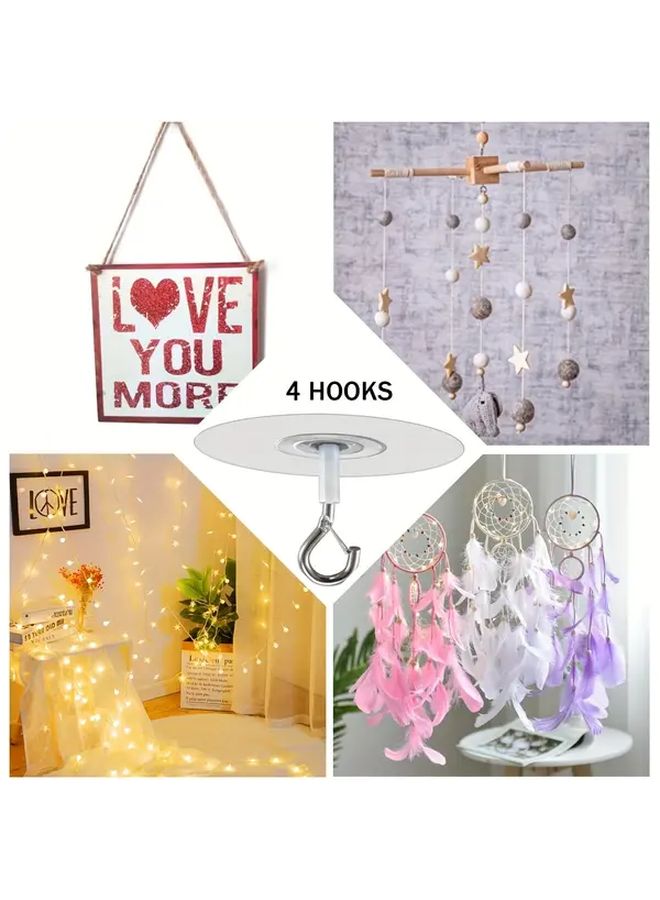 4Pcs Self Adhesive Ceiling Hooks No Drill Swivel Carabiner For Home Decor - Image 1