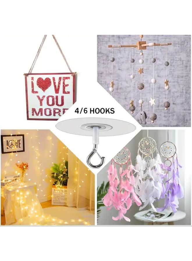 4Pcs Self Adhesive Ceiling Hooks No Drill Swivel Carabiner For Home Decor - Image 3