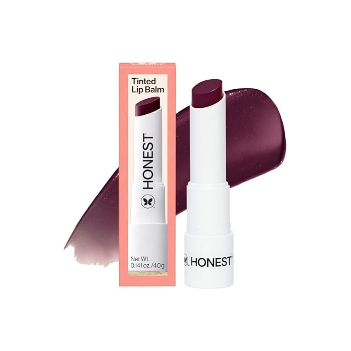 Honest Beauty Moisturizing Vegan Tinted Lip Balm, Antioxidant-Rich, Acai Extracts Avocado Oil, Paraben and Cruelty-Free, Plum Drop