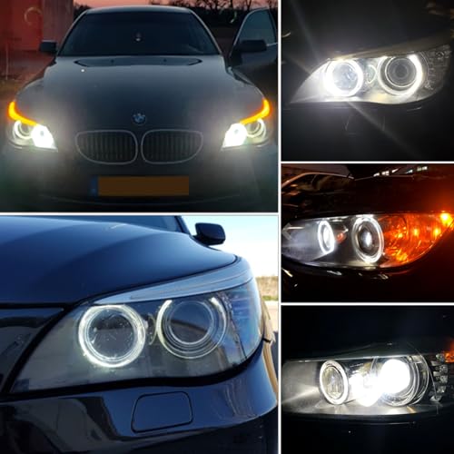 APMAT H8 LED Angel Eyes Halo Bulb Light Compatible for BMW E90 E92 E70 E71 E82 E89 M6 1 3 5 Series X5 X6 Z4, 6000K Xenon 120W White Lamps Marker Lights - Image 4