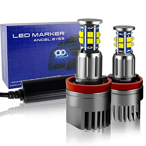 APMAT H8 LED Angel Eyes Halo Bulb Light Compatible for BMW E90 E92 E70 E71 E82 E89 M6 1 3 5 Series X5 X6 Z4, 6000K Xenon 120W White Lamps Marker Lights - Image 1