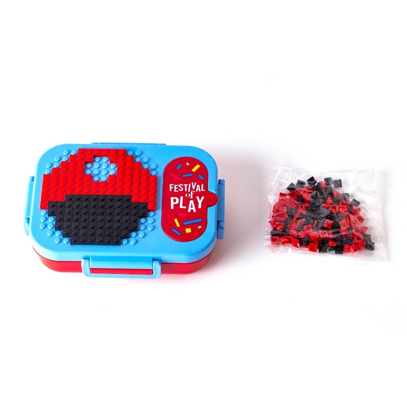 304 Stainless Steel Lunch Box for Office Workers and Children DIY Building Block Lunch Box Portable Fruit Bento Box with Cutlery Spoon Set