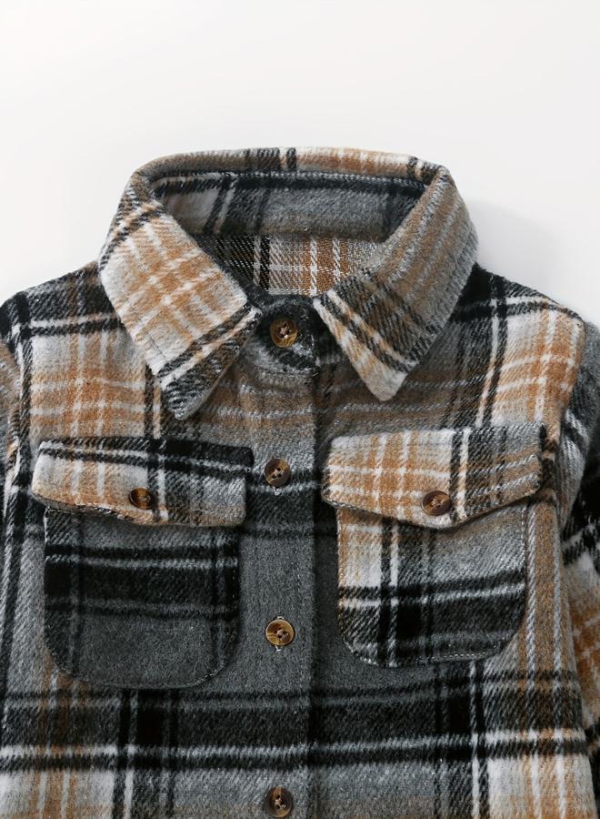 Take Two Boys Checked Button Up Pocket Detail Jacket - Image 4