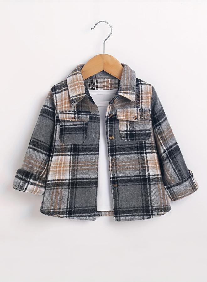 Take Two Boys Checked Button Up Pocket Detail Jacket - Image 2