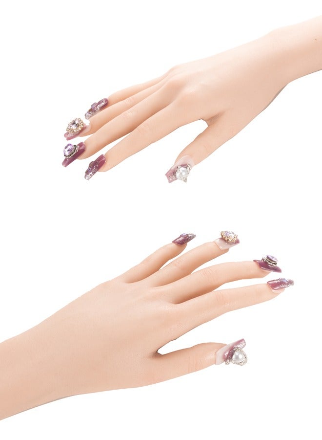 Nail Gifts Set for Women,Press on Nails for Make up Gifts,Handmade Fake Nails with Fantasy Heart - Image 3