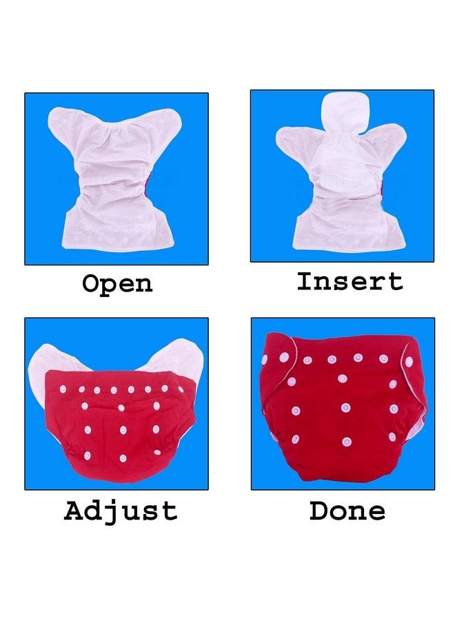 The Little Lookers - Baby Cloth Diapers With Wet Free Inserts Adjustable Reusable Washable Cotton Nappies For Babies;Infants;Toddlers Pack Of 2 (Random Colors) - Image 1