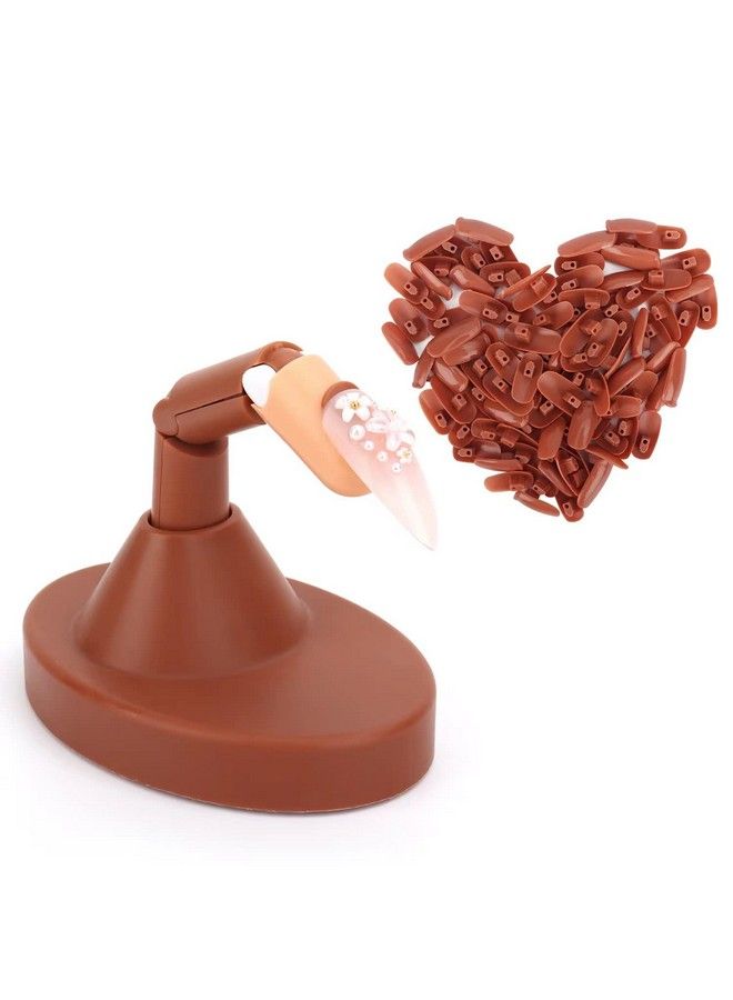 Deciniee Practice Finger For Acrylic Nails A Adjustable Fake Mannequin Fingers With A Acrylic Finger Base And 100Pcs Brown Nail Tips Movable Flexible Training Fake Finger Nail To Practice Nail Art - Image 1