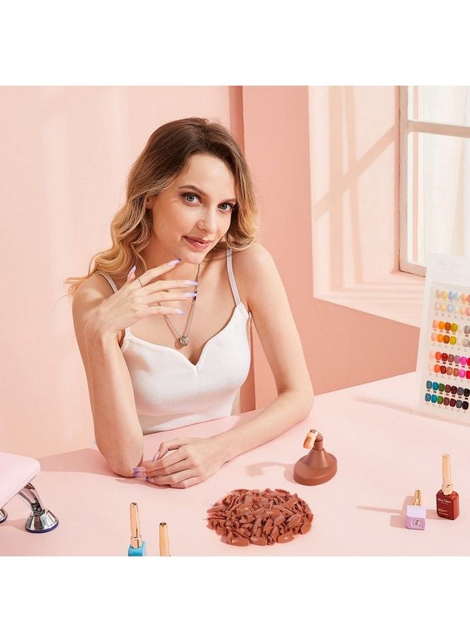 Deciniee Practice Finger For Acrylic Nails A Adjustable Fake Mannequin Fingers With A Acrylic Finger Base And 100Pcs Brown Nail Tips Movable Flexible Training Fake Finger Nail To Practice Nail Art - Image 3