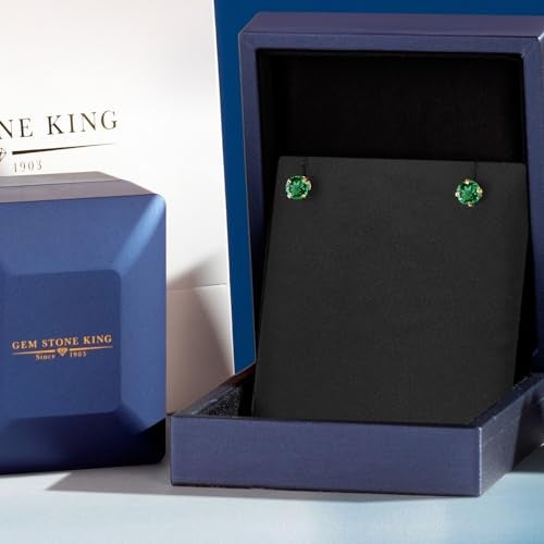 Gem Stone King 14K Gold Gemstone Birthstone Solitaire Stud Earrings | Round 6MM | Gold Earrings For Women Men - Image 5