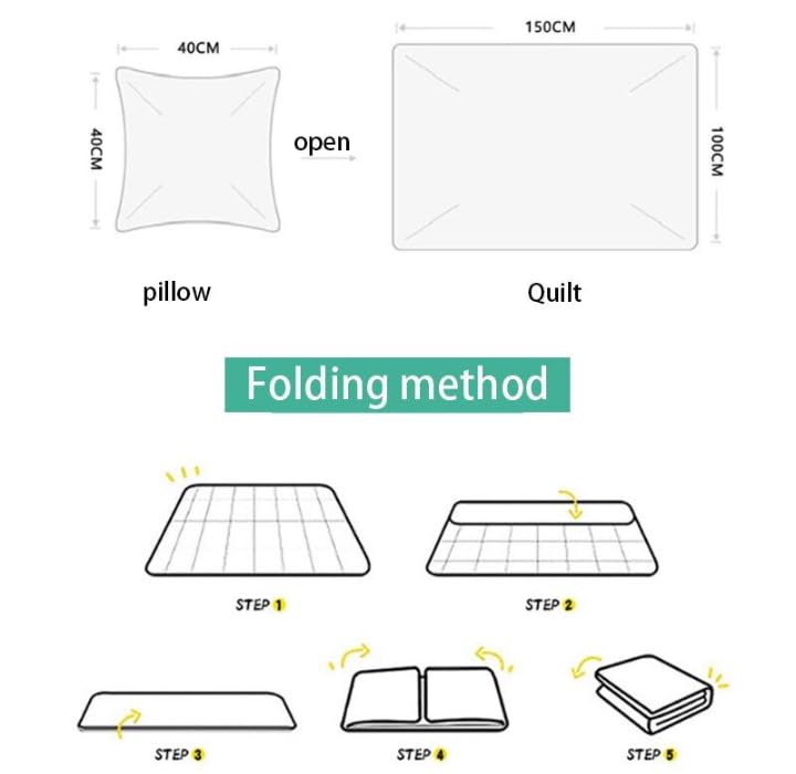 Asmafashion Cushion Pillow Portable Foldable Throw Pillow with Zipper Car Office Napping Blanket Quilt Bedding  - Image 5
