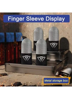 Dominy Silver Fiber Gaming Finger Sleeves with Silver Metal Storage Case, Anti-Sweat, Ultra-Thin Touch Screen Thumb Gloves for PUBG, COD, FORTNITE - 2 Pairs (4 Pieces)  - Image 3