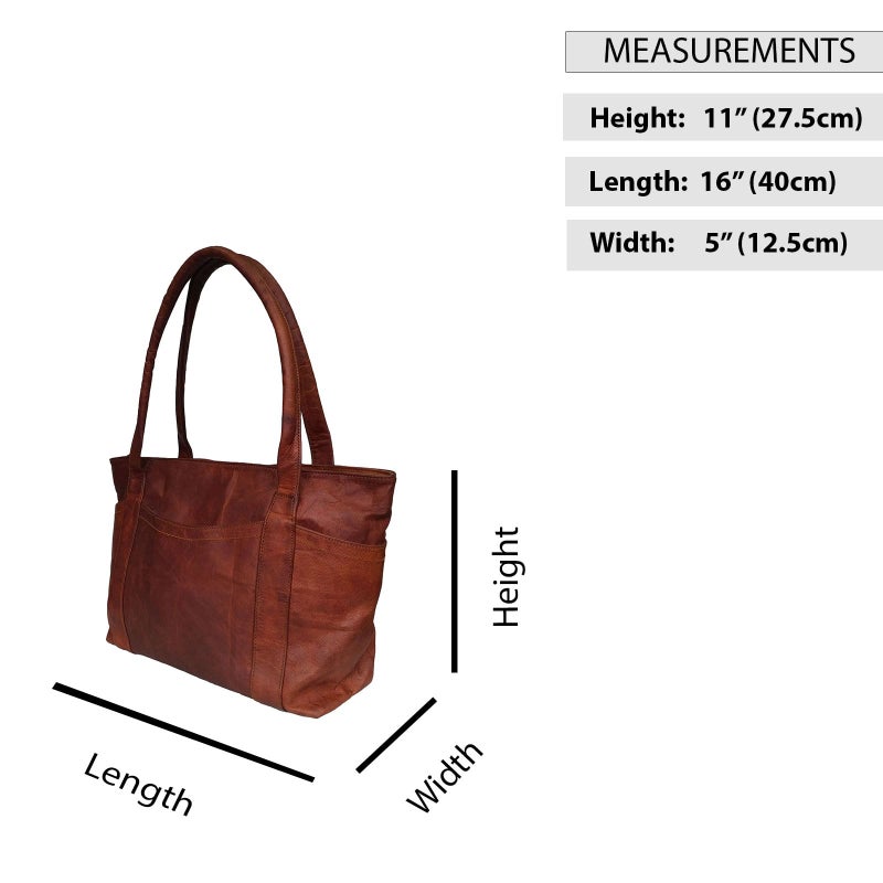 Madosh Womens Valentine Gift Shoulder Handbag Genuine Leather Brown Tote Everyday Ladies Purse Shopper Bag - Image 5