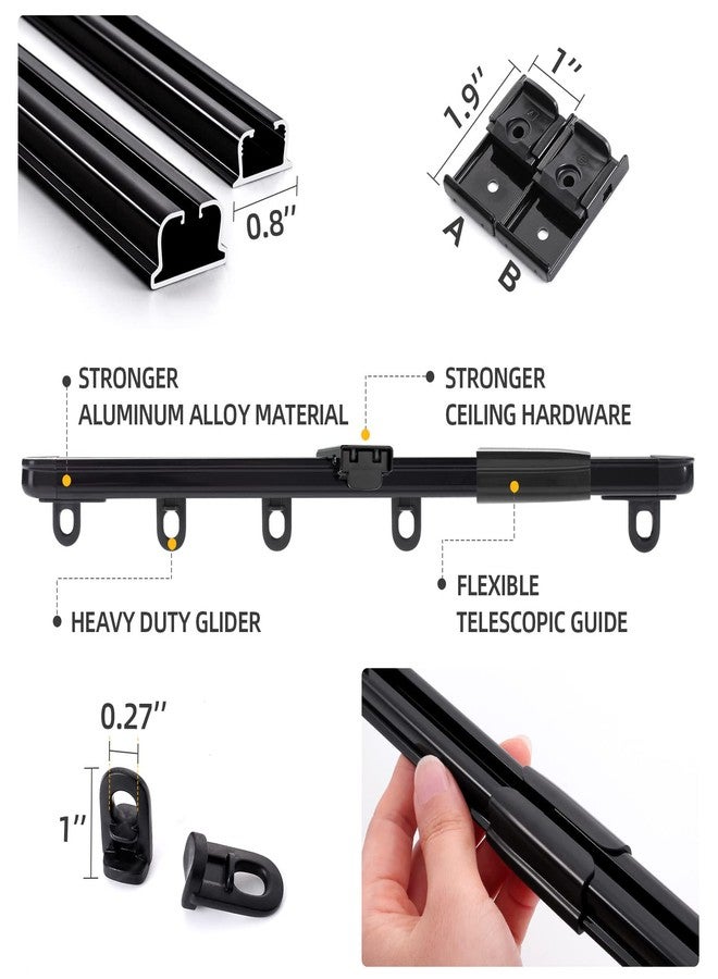 ZSTARR Retractable Ceiling Curtain Track, Measurement-Free Curtain Track 33.5''-59'',For Room Divider, Shower Curtain, Parallel bay window, RV Curtain Track (Black) - Image 3