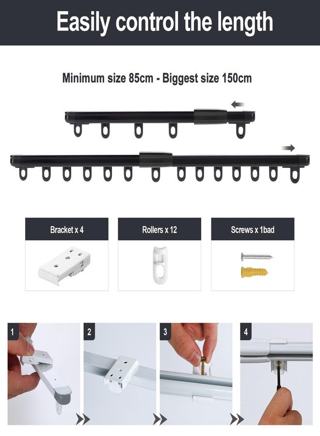 ZSTARR Retractable Ceiling Curtain Track, Measurement-Free Curtain Track 33.5''-59'',For Room Divider, Shower Curtain, Parallel bay window, RV Curtain Track (Black) - Image 4