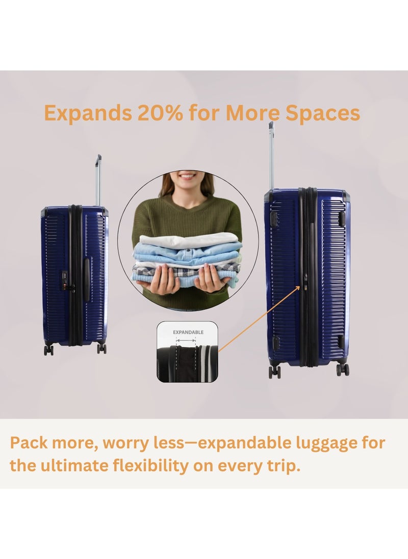 NATIONAL GEOGRAPHIC National Geographic Metallic PC Hardside Luggage Metallic Blue Small Cabin Trolley Bag, Lightweight Durable Anti-Theft Zipper TSA Lock, 4 Double Spinner Wheels, Expandable Suitcase with Aluminum Telescopic Handle  - Image 2