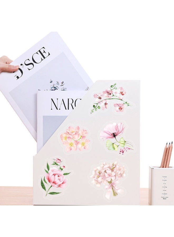 50 Pieces Natural Flowers Stickers for Scrapbooking Pink Flower Waterproof Self-Adhesive Journal Stickers Transparent PET Flower Supplies Stocking for Adult Card Making Letters DIY - Image 4