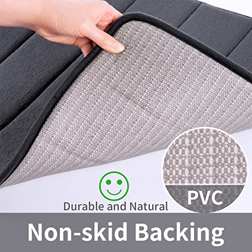 ROSMARUS Memory Foam Bath Mat 17” x 24”, Water Absorbent Shower Mat, Thick Bath Rugs for Bathroom Non Slip with PVC Backing, Ultra Soft Bathroom Rugs for Floor & Tub, Charcoal Gray - Image 4